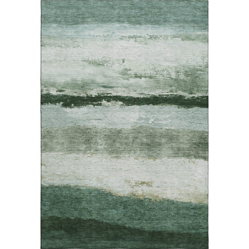 Premium Machine Washable Mayfield Striped Rug, 8' x 10', Fern