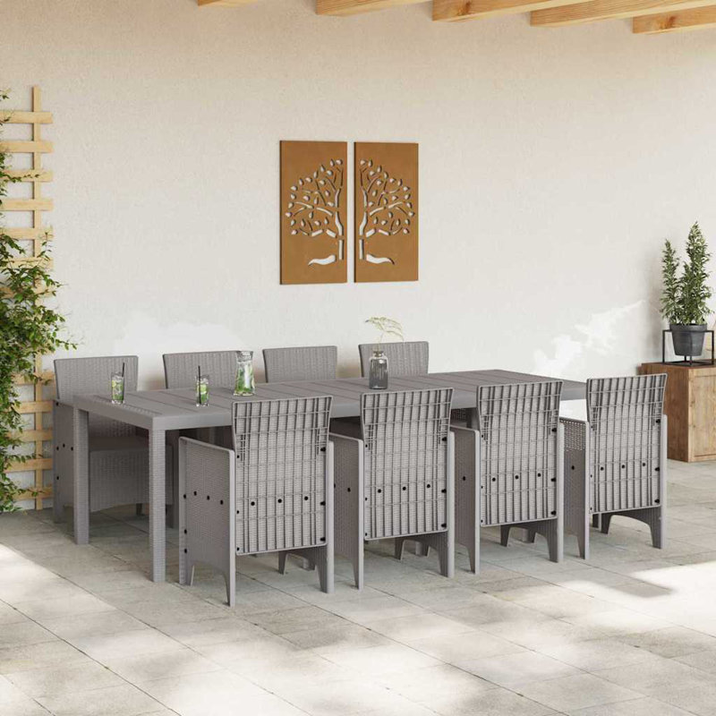 VidaXL White Poly Rattan Garden Dining Set