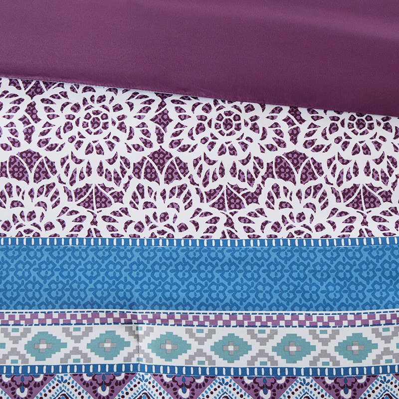Literie pour chambre double Global - microfibre douce, 2 taies décoratives, coussins décoratifs, housse de couette mauve
