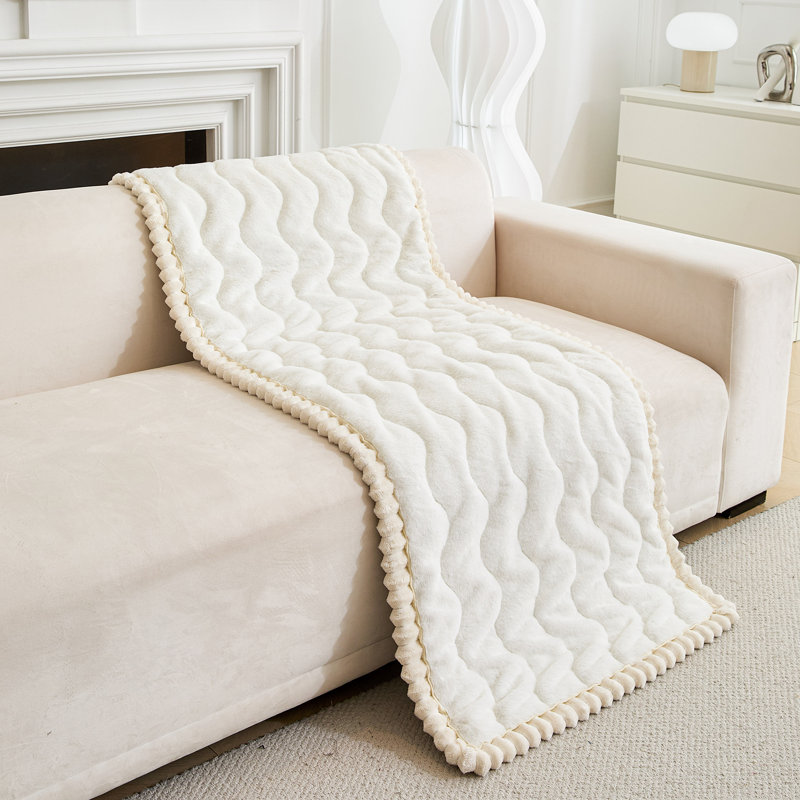 Coussin moelleux en fourrure de vison, coussin de canapé ondulé antidérapant, housse de canapé luxueuse très épaisse