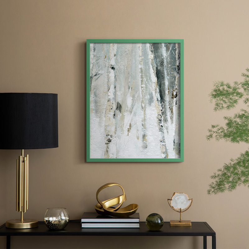 «Snowy Birch II», reproduction encadrée - bois massif, Vert, H 30 po x l 24 po