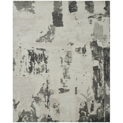 Melancon Obsidian Veil Hand-Knotted Wool Area Rug