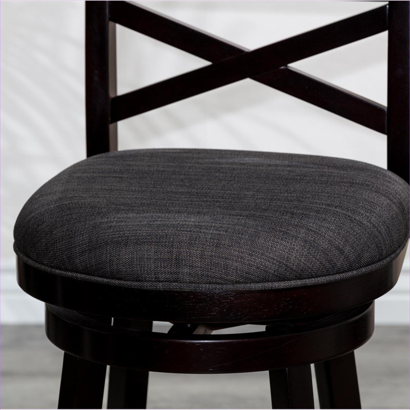 Tabouret pivotant avec dossier en X et siège en tissu gris anthracite Rich Brown