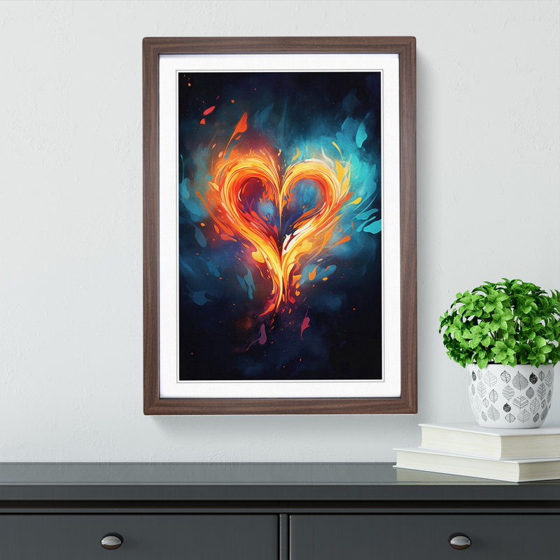 Love Heart Digital - Single Picture Frame Print on Wood, Walnut Framed, 34cm H x 25cm W x 2cm D
