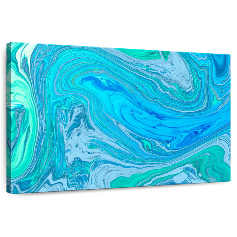 Avery Abstract Turquoise Waves, 24" H x 36" W