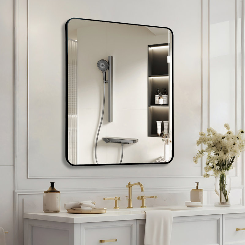 Miroir mural de salle de bain Malpress, Noir, Rectangulaire, 36" x 30"