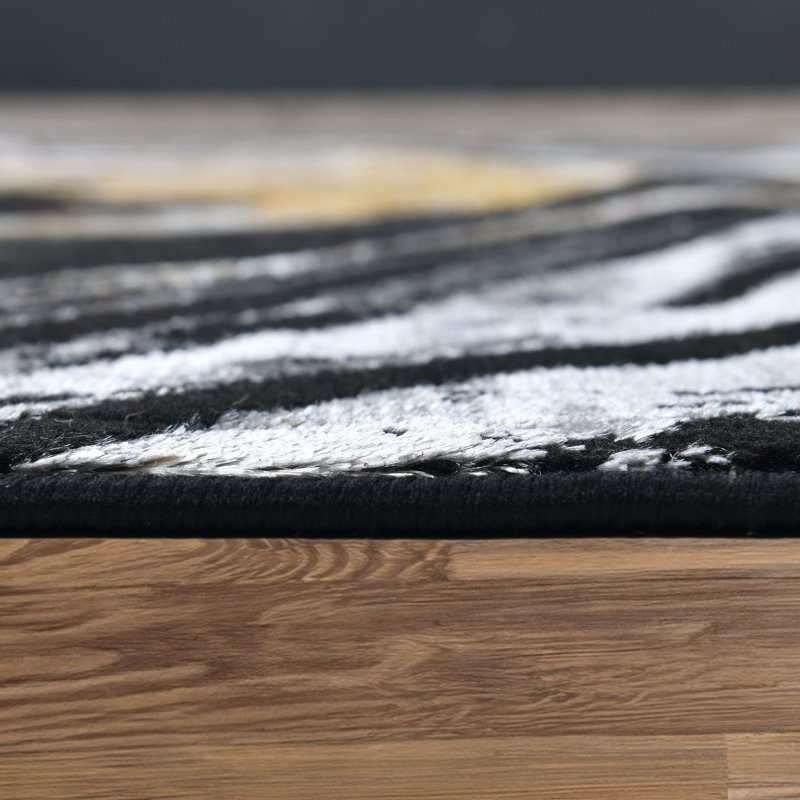 Galaxy Series Abrstract Black/Gray/Ivory/Beige Area Rug, Rectangle 5'3" x 7'3", Black