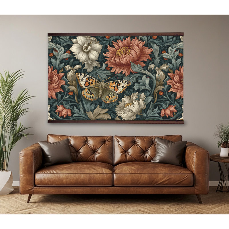 «Butterfly William Morris», art mural très grand encadré, H 40 po x l 60 po