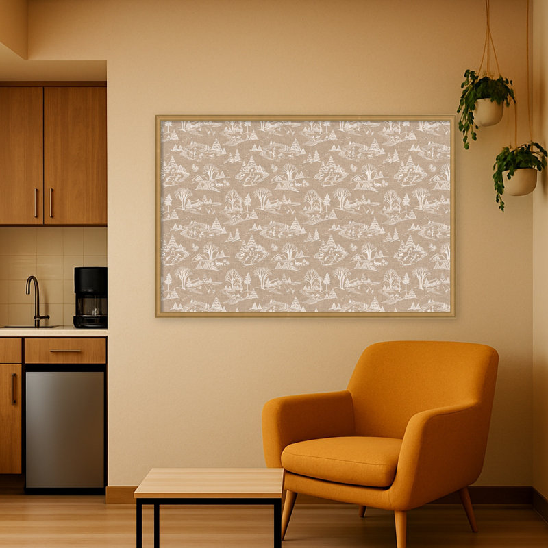 Structure murale encadrée en tissu blanc avec tableau blanc Wonderland, 25" H x 37" W