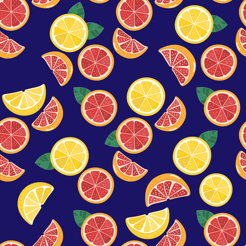 Orange And Grapefruit Seamless Pattern by Dusida - Wrapped Canvas Print, 91cm H x 91cm W