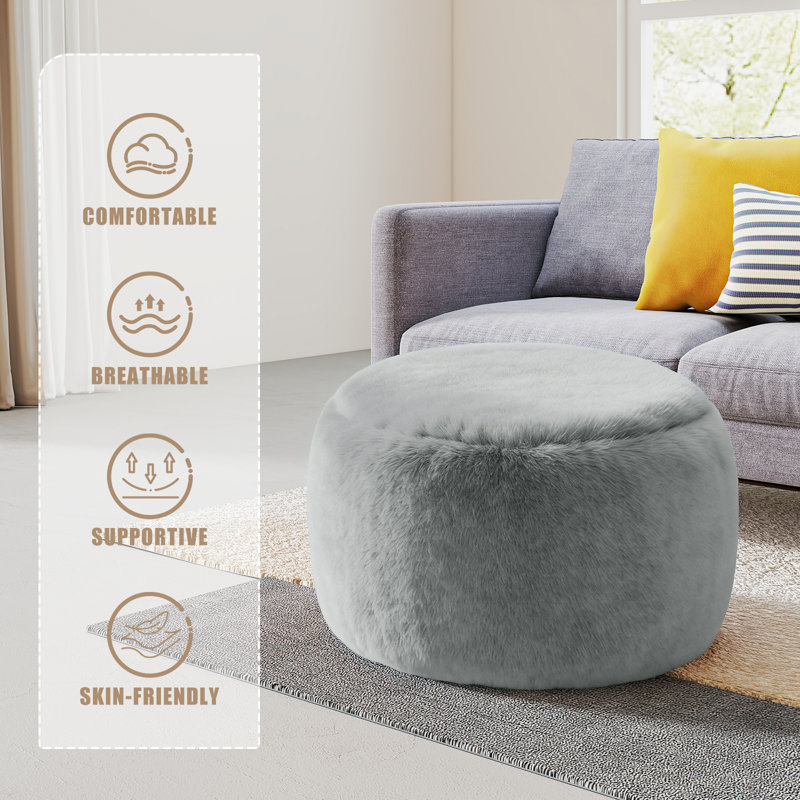 Repose-pieds 29 po en fausse fourrure, Gray