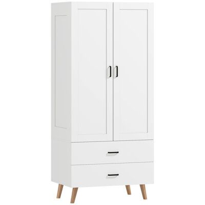 2-Door 2 Drawer Wardrobe Modern Bedroom Storage Solution for Clothes and Accessories