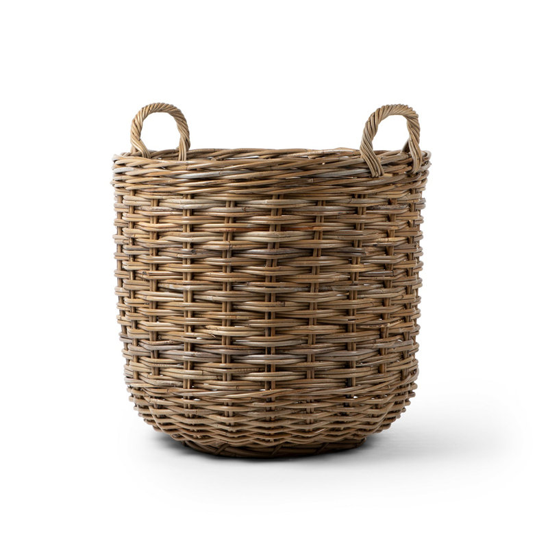 Panier rond en rotin gris Kubu, H 23 po x l 23 po x P 23 po