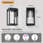 Outdoor Wall Light, Mains Powered, IP65 Weatherproof, E27 Bulb Cap, Black Aluminium Rectangular Design With Cylinder Clear Shade