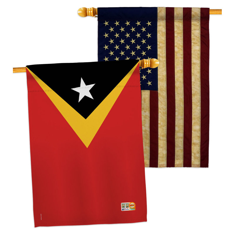 Drapeau de maison en polyester à 2 côtés 3 pi 3 po x 2 pi 3 po East Timor