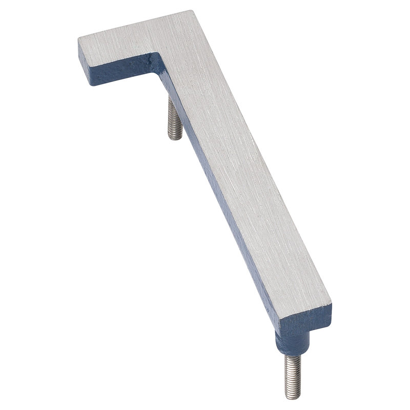 4'' H Metal House Number, 1, Satin Nickel/Sea Blue