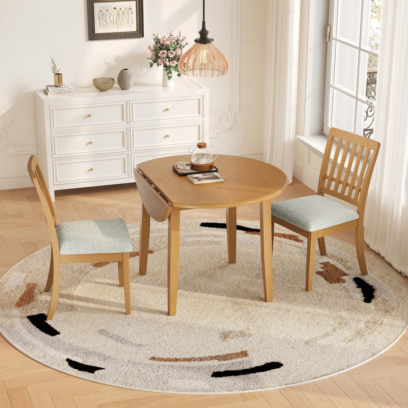 Ensemble de table de salle à manger 3 PCS, 1 table pliante en bois avec 2 chaises rembourrées, Marron clair