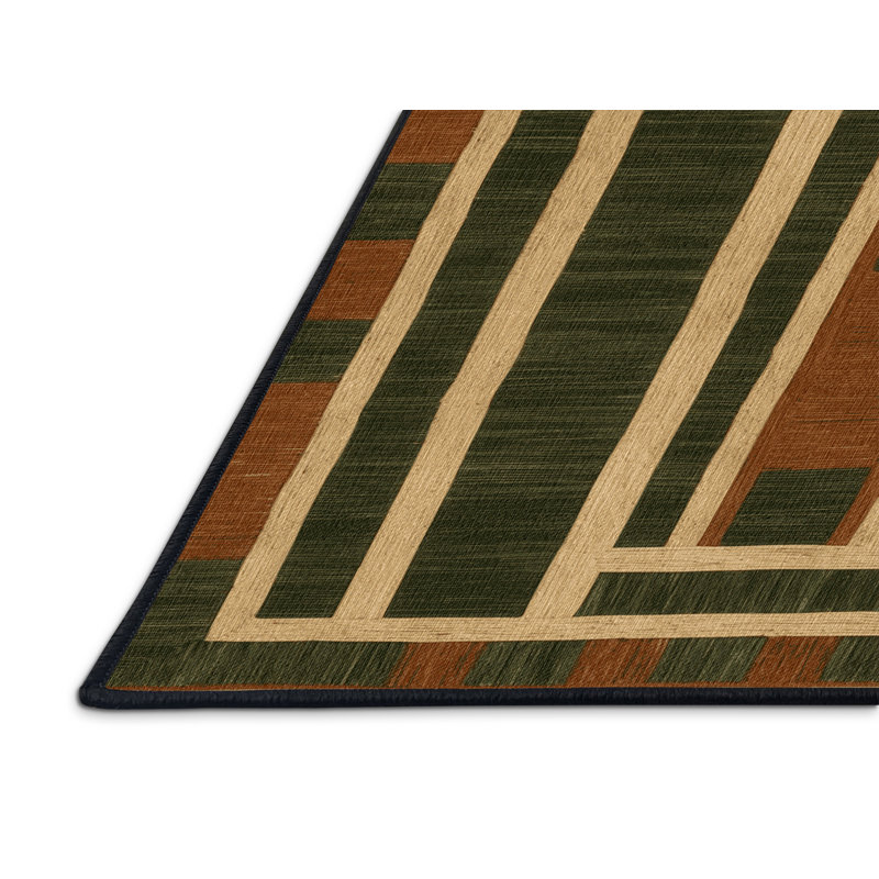 Machine Washable Botanical Brown Area Rug, Square 7'