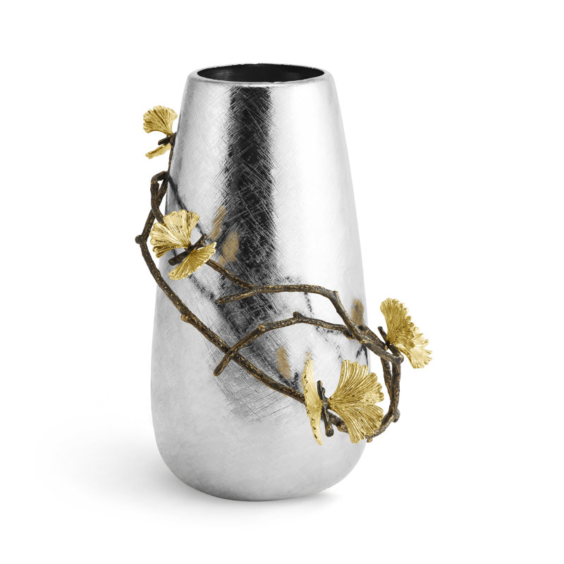 Butterfly Ginkgo Vase, 12" H x 9" W x 9" D