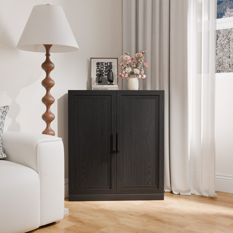 Buffet décoratif de coin noir avec portes et rangement peu encombrant P 16 po x l 31 po x H 36 po, Noir