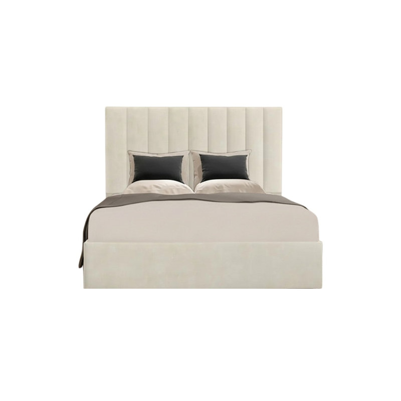 Besar Upholstered Ottoman Storage Bed, Double (4'6), Cream