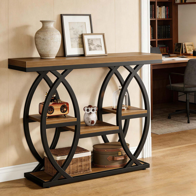 Table d'entrée classique, console pratique, table de canapé stable, Brun