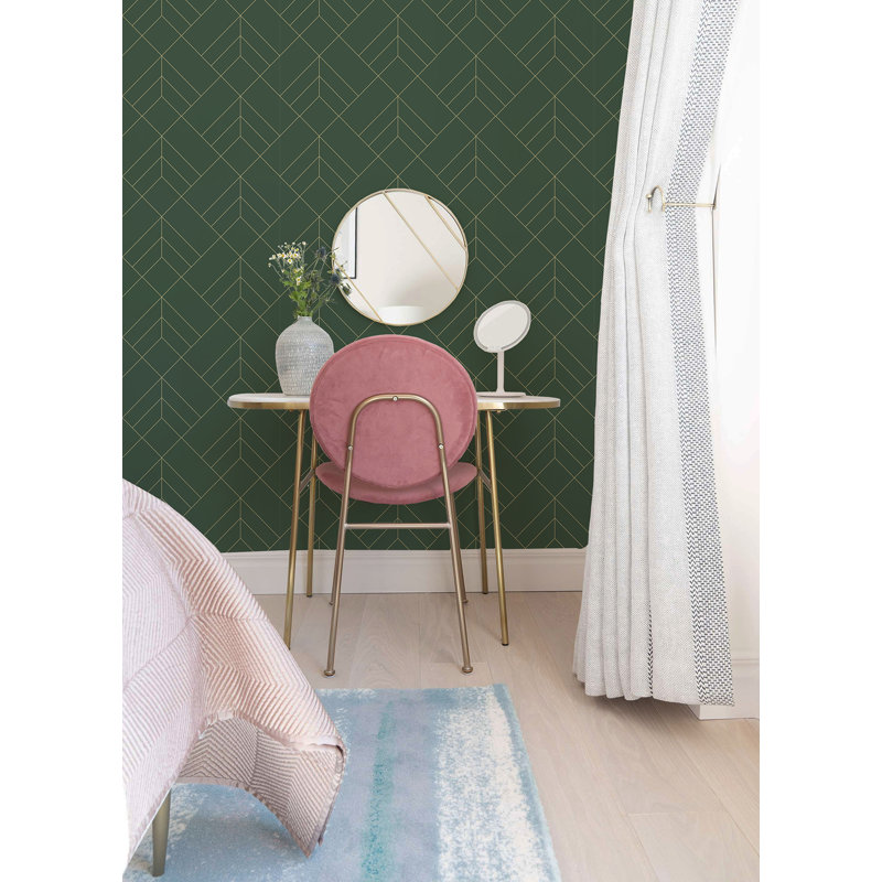 Hannah Geometric Wallpaper Roll, Evergreen