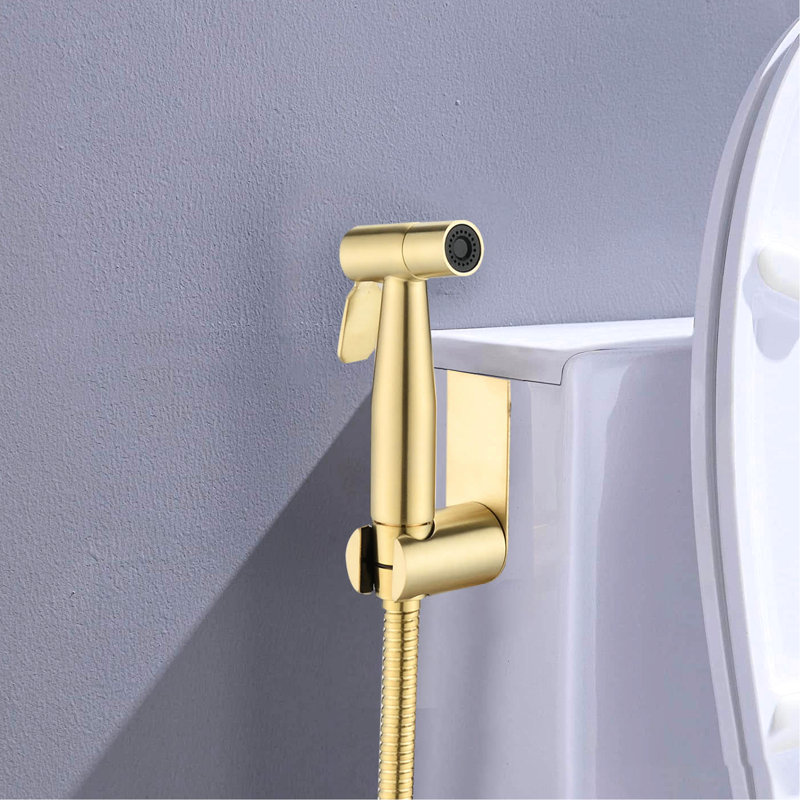 Toilet Bidet Spray Kit - Handheld, Brushed Gold Metal, Hygienic Bathroom Equipment, Adjustable Volume, Corrosion Metal Handheld Hygiene Solution, Power, Properties