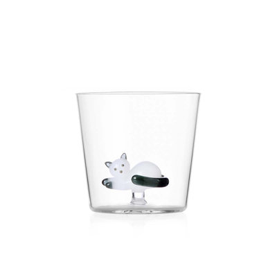 Tabby Cat - Tumbler Lying Amber Cat With White Tail 11.8 Oz