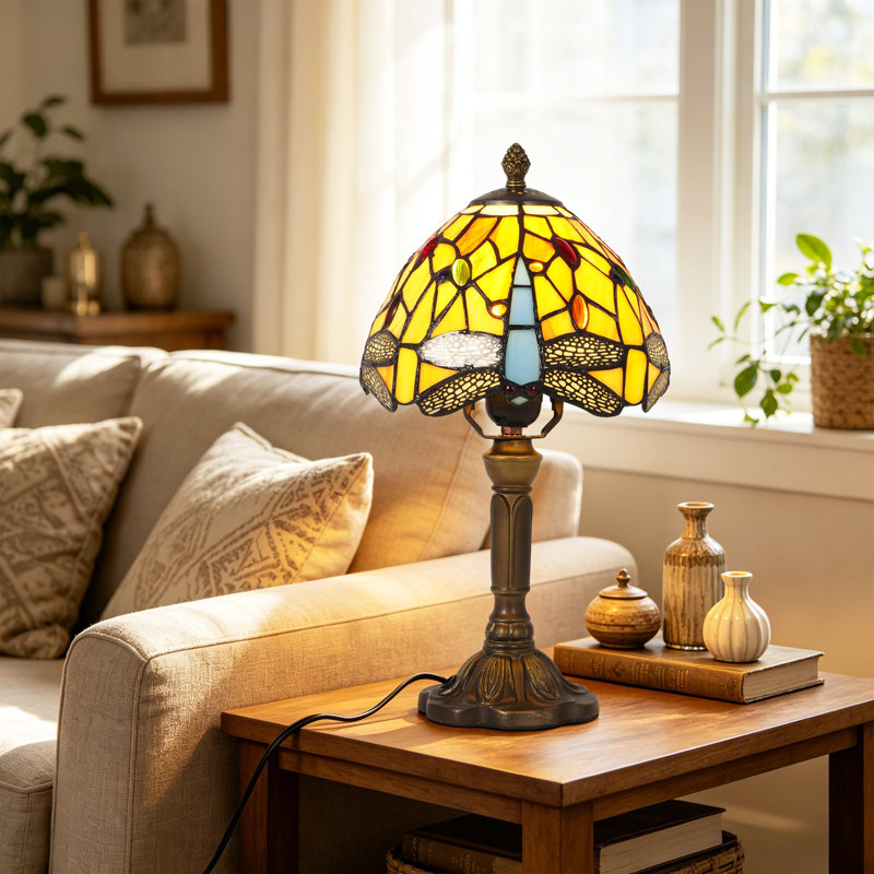 Lampe de table libellule 14 "de style Tiffany (ampoule incluse)