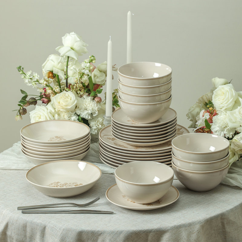 Stone Lain Opal 32-Piece Dinnerware Set Stoneware, Beige