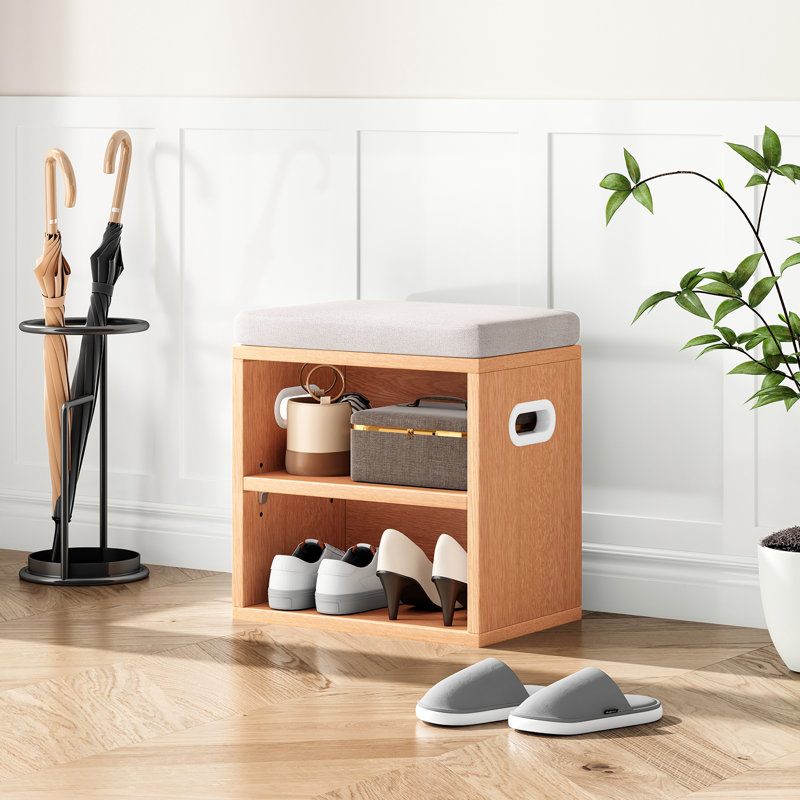 Banc de rangement pour 4 paires de chaussures, Chêne / beige