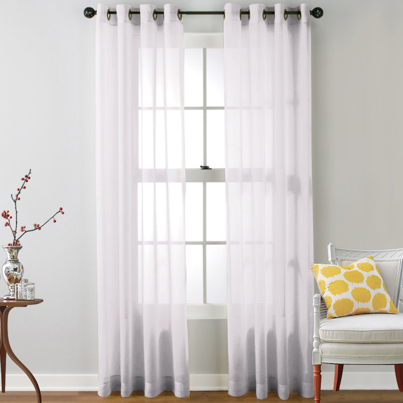 Carmille Semi-Sheer Grommet Curtain Panels, 54" W x 84" L, White