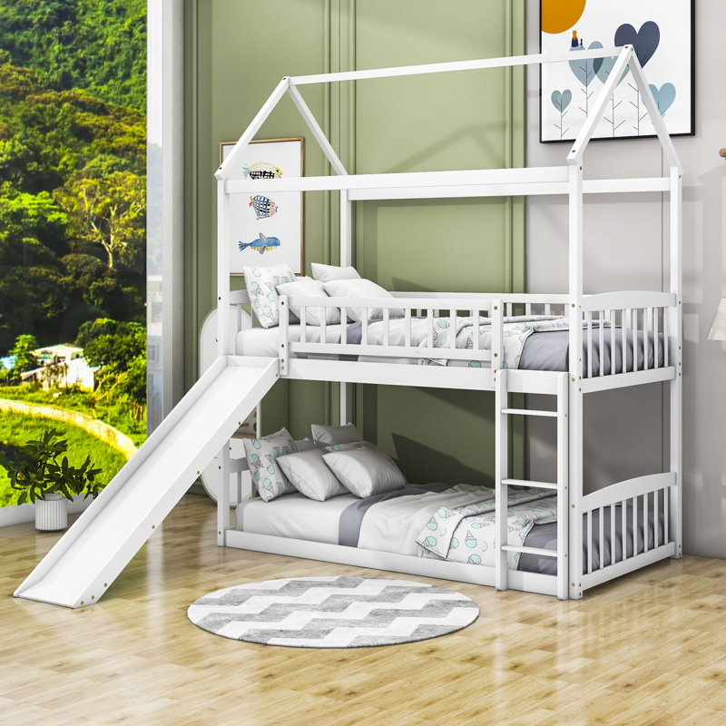 Kwai Kids Twin Over Twin Bunk Bed, White