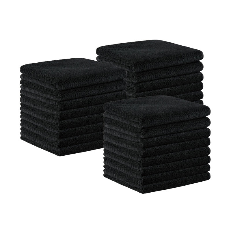 Arkwright Bck2U Terry Mircofiber Salon Towel 16x27 (24/Pack), Black