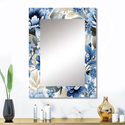 Floral Blue And White Victorian Pattern - Floral Mirror Wall Decor