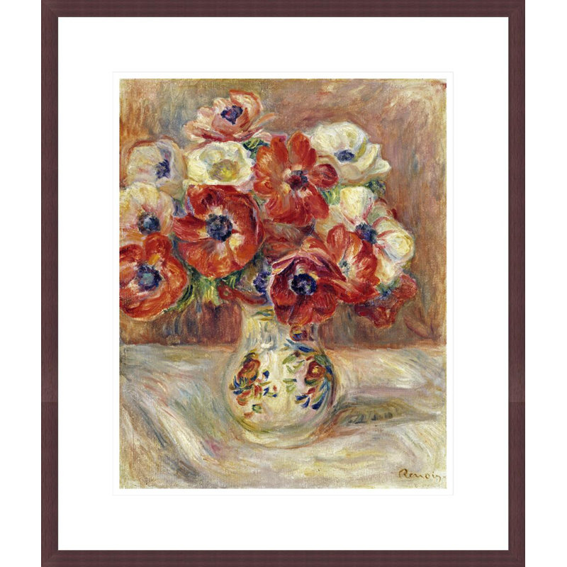 «Still Life With Anemones» par Pierre-Auguste Renoir, impression giclée sur cadre, H 20,8 po x l 17,75 po