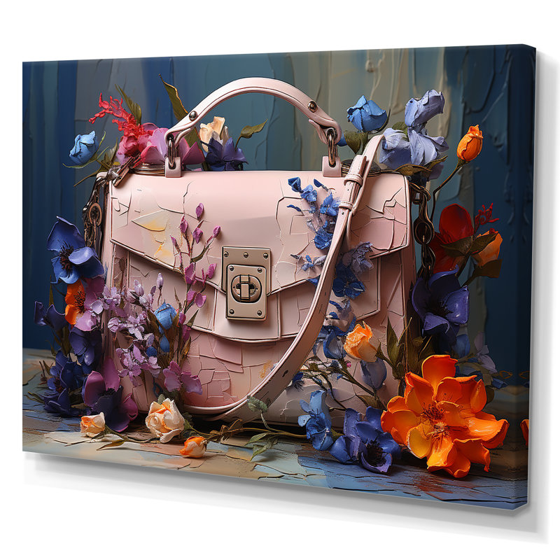 Sac à main rose silhouette emblématique, Toile tendue, H 16 po x l 32 po x P 1 po