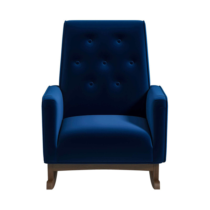 Demetrius Solid Wood Rocking Chair, Blue