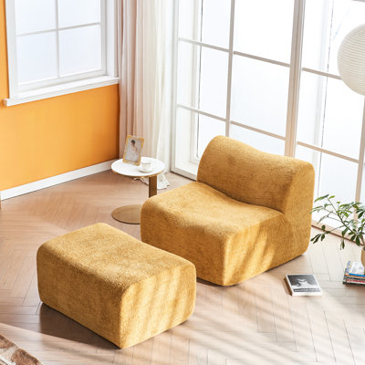 Comfortable and Space-Saving Single Foam Compression Sofa Chair with Footrest + Pillow – A Modern, Minimalist Lounge Chair for Living Rooms or Bedrooms