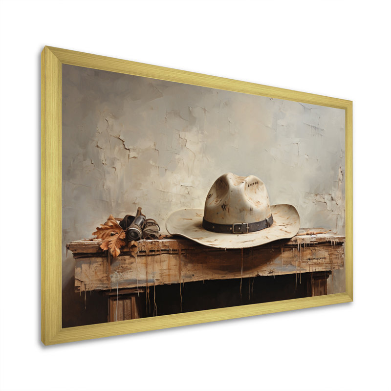 «Minimalisme Cowboy Hat I», reproduction d'art sur toile, Cadre doré à une seule photo, H 24 po x l 32 po x P 1 po
