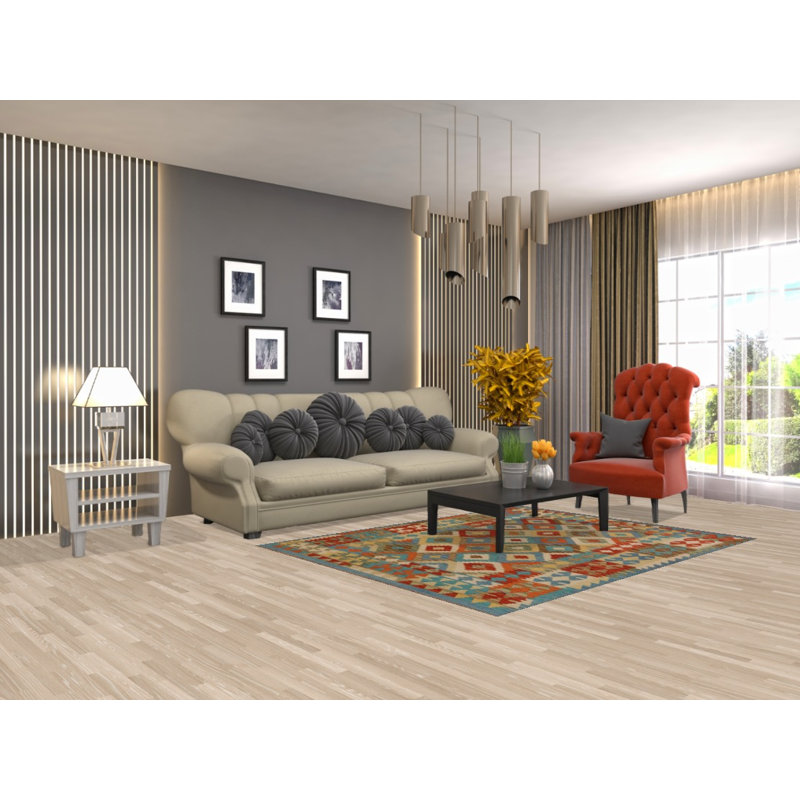 Tapis oriental géométrique Kilim 5 x 6