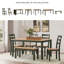 Table de salle à manger Malkin avec 4 chaises et banc, ensemble de 6-111275601-99374589