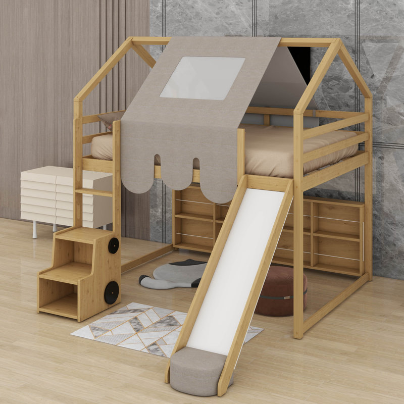 Lit mezzanine double avec tente
