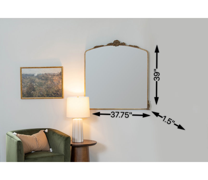 Adeline Arch Metal Mirror, 39" x 37.75", Antique Bronze
