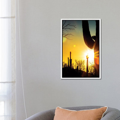 Saguaro Cactus Silhouette At Colorful Sunrise 1 Piece Wall Art on Canvas