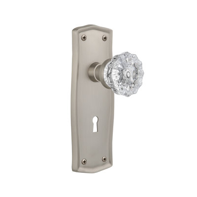 Prairie Clear Interior Mortise Door Knob with Rectangle Rosette