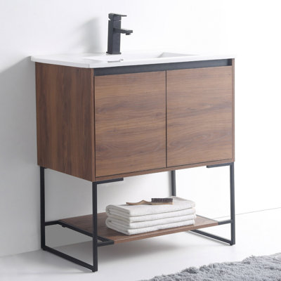Fiquett 30'' Single Bathroom Vanity with Ceramic Top