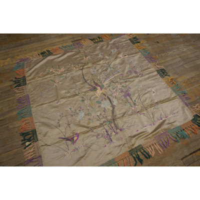 Antique Textile Small Scatter Size Silk Sage Rug