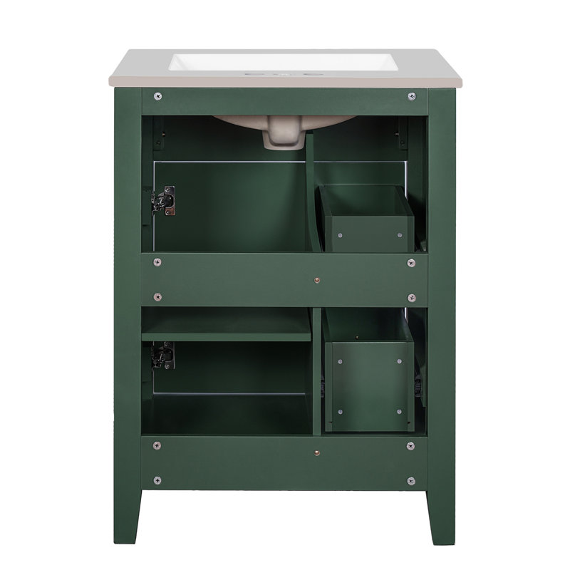 24" Bathroom Vanity With Premium Ceramic Basin, Green
